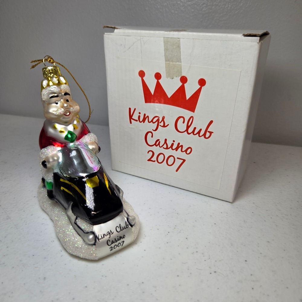 Kings Club Casino 2007 Snowmobile King Glass Christmas Ornament Bay Mills MI